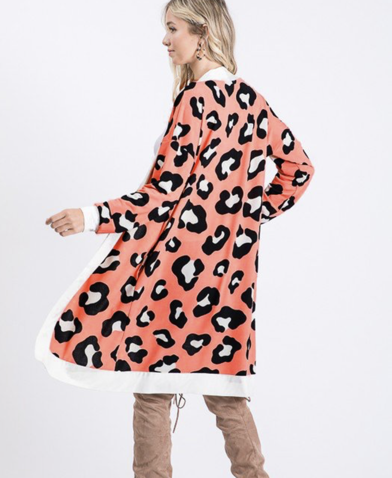 Animal Cardigan- Coral