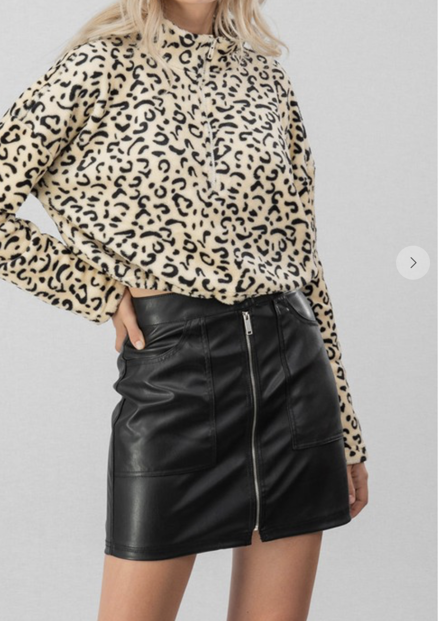 Zip Up Mini Skirt