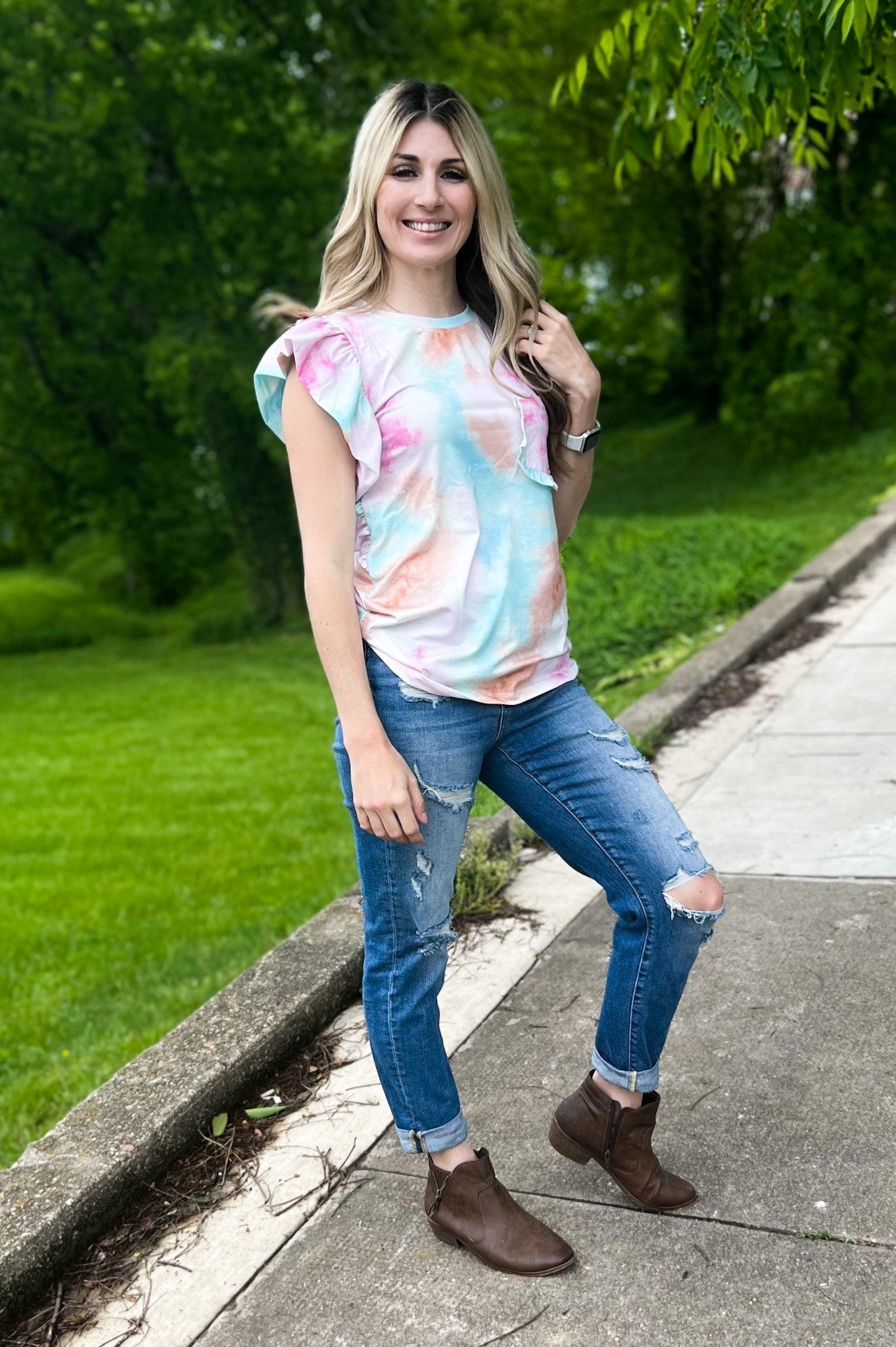 Jessica Ruffle Top-Mama