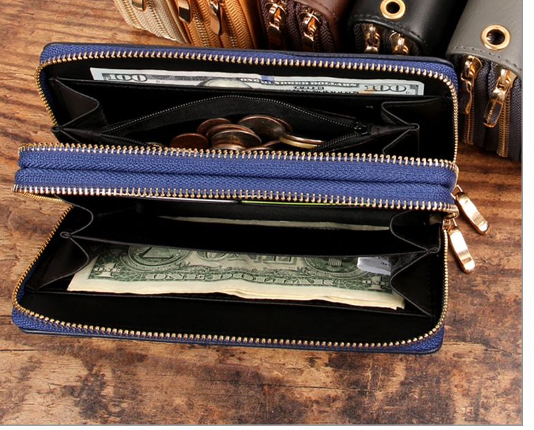 Navy Wallet * Double Zipper*