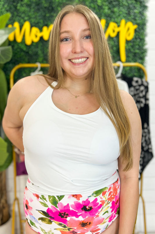 White Halter Swim Top