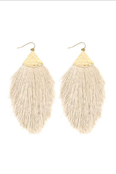 White Tassel Drop Earrings